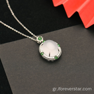 Icy White Jadeite Jade 18K Στερεό χρυσό κρεμαστό κόσμημα